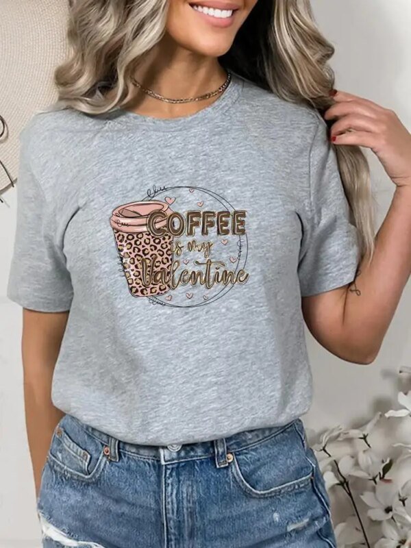 ⁦القهوة الحب الاتجاه الحياة 90s قصيرة الأكمام ملابس الصيف طباعة الجرافيك تي شيرت سيدة الموضة النساء الإناث قميص المحملة⁩ - الصورة ⁦1⁩