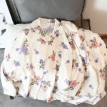 طقم توب وبانت نسائي بأكمام طويلة ، بيجامة كاواي لطيفة ، طباعة زهور ، ملابس منزلية ، ملابس نوم ، ملابس صالة ، خريف ، جديد ، 2 * * - الصورة 2