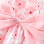 New Summer Girl Dress Sweet Sleeveless Small Flower Print Big Bow Cotton Cloth Dress Set of 2 Suitable for 0-3 Years Old - الصورة 5