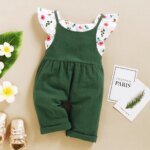 ⁦1-5Years الاطفال فتاة الملابس المدرسية مجموعة لوتس ليف البنطال القصير + الحمالة بانت 2 قطعة الزي موضة ملابس الصيف لفتاة طفل⁩ - الصورة ⁦3⁩