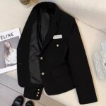 ⁦معطف نسائي صغير للخريف/الشتاء بتصميم جديد Preppy معطف غير رسمي مصمم أسود مقصوص بلون سادة ملابس على الطراز الغربي⁩ - الصورة ⁦3⁩