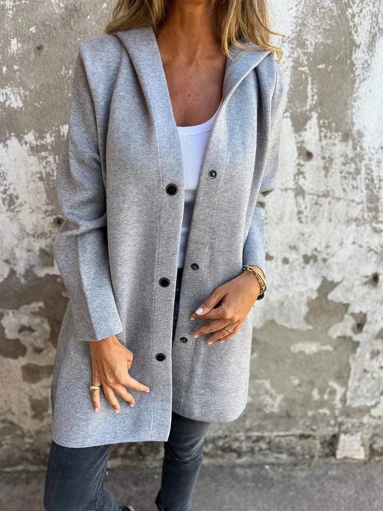 women solid button hooded pocket jacket casual loose red grey streetwear autumn winter jackets coat outerwear fall tops women solid button hooded pocket jacket casual loose red grey streetwear autumn winter jackets coat outerwear fall tops