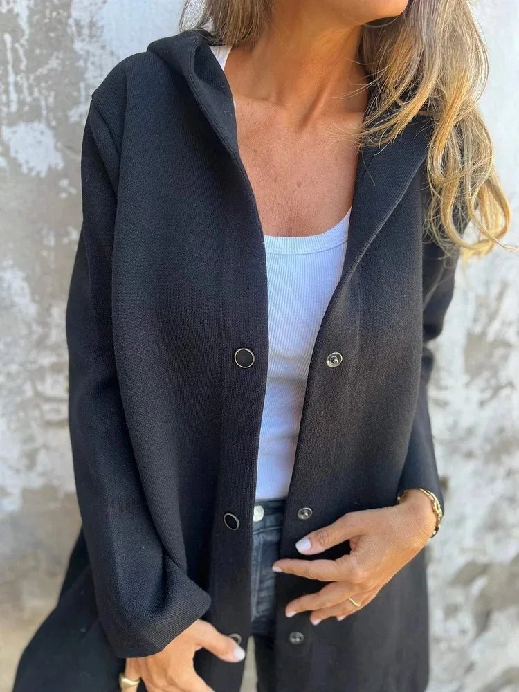 women solid button hooded pocket jacket casual loose red grey streetwear autumn winter jackets coat outerwear fall tops women solid button hooded pocket jacket casual loose red grey streetwear autumn winter jackets coat outerwear fall tops