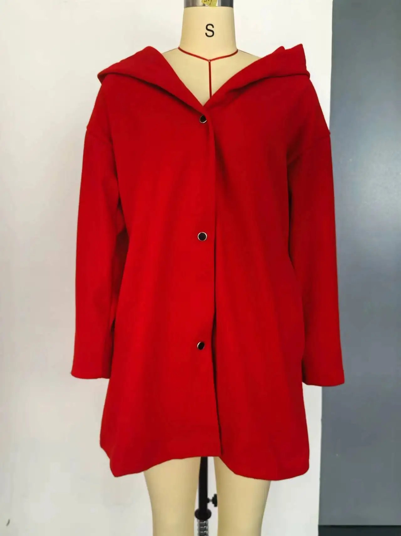 women solid button hooded pocket jacket casual loose red grey streetwear autumn winter jackets coat outerwear fall tops women solid button hooded pocket jacket casual loose red grey streetwear autumn winter jackets coat outerwear fall tops
