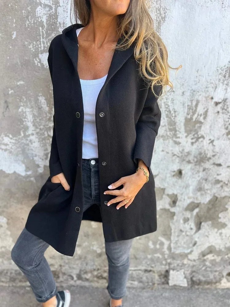 women solid button hooded pocket jacket casual loose red grey streetwear autumn winter jackets coat outerwear fall tops women solid button hooded pocket jacket casual loose red grey streetwear autumn winter jackets coat outerwear fall tops