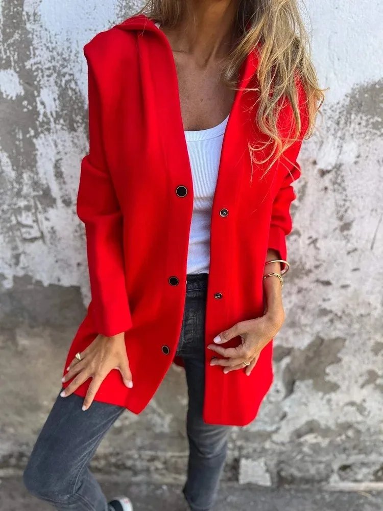 women solid button hooded pocket jacket casual loose red grey streetwear autumn winter jackets coat outerwear fall tops women solid button hooded pocket jacket casual loose red grey streetwear autumn winter jackets coat outerwear fall tops