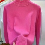 2024 Autumn Women Pullover Sweater Fashion Half Turtleneck Knitted Female Jumper Long Sleeve Winter Black Soft Elastic Blouse - الصورة 3